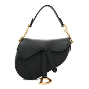 Christian Dior grained calfskin mini saddle black